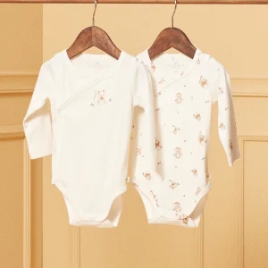2 bodies de naissance écrus en coton