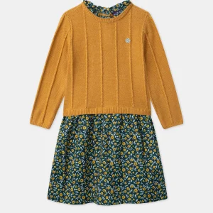 Robe bi-matière fleurie