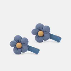 2 barrettes à fleurs bleue Fille
