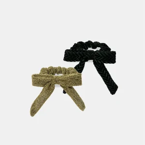 2 élastiques verts et jaunes pailletés Fille