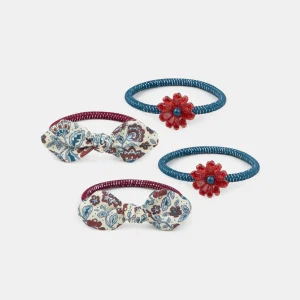 Lot de 2 paires d'élastiques fleurs ou nœud Fille