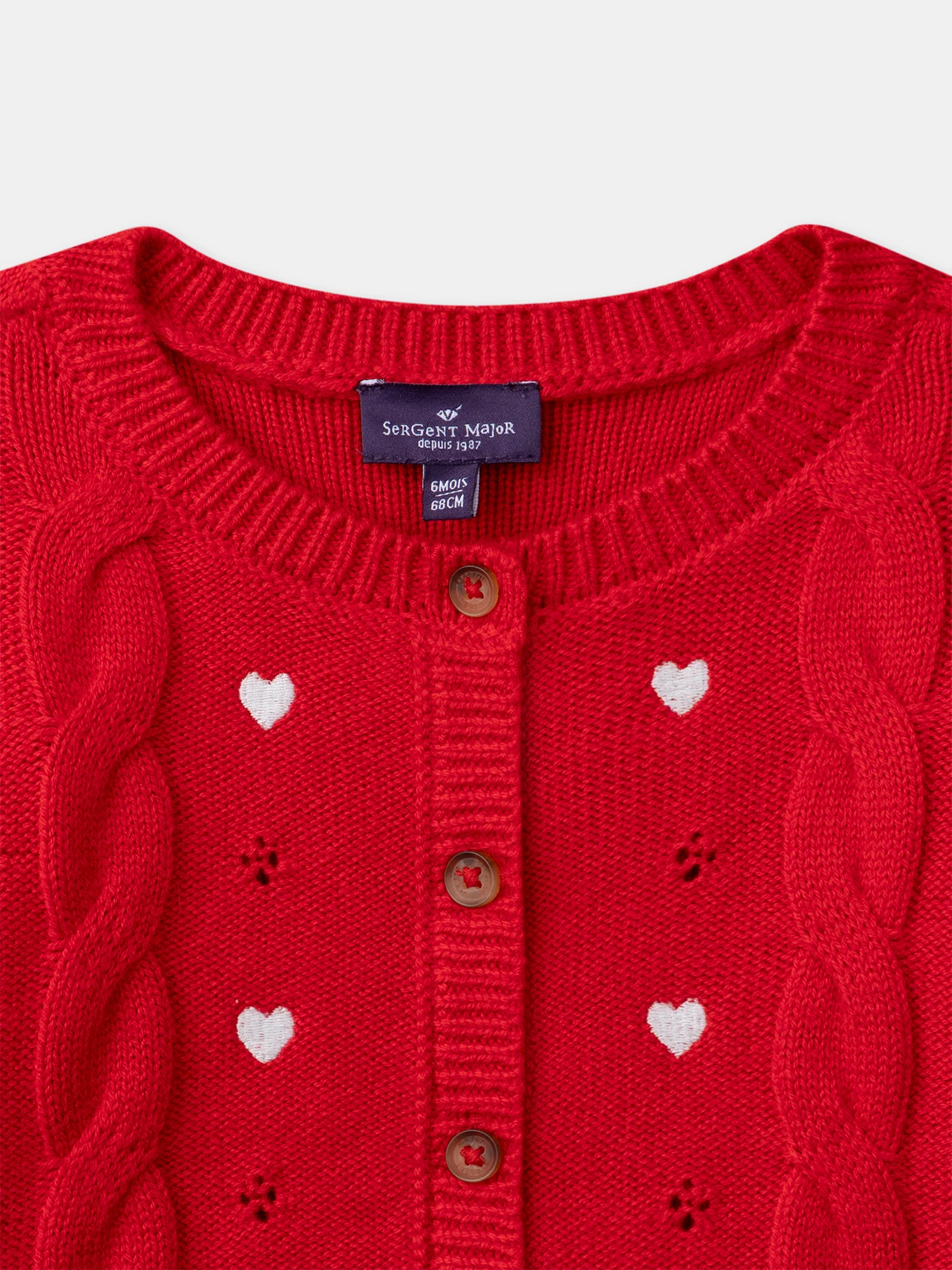 Cardigan rouge à broderies cœurs Bébé Fille – Image 5