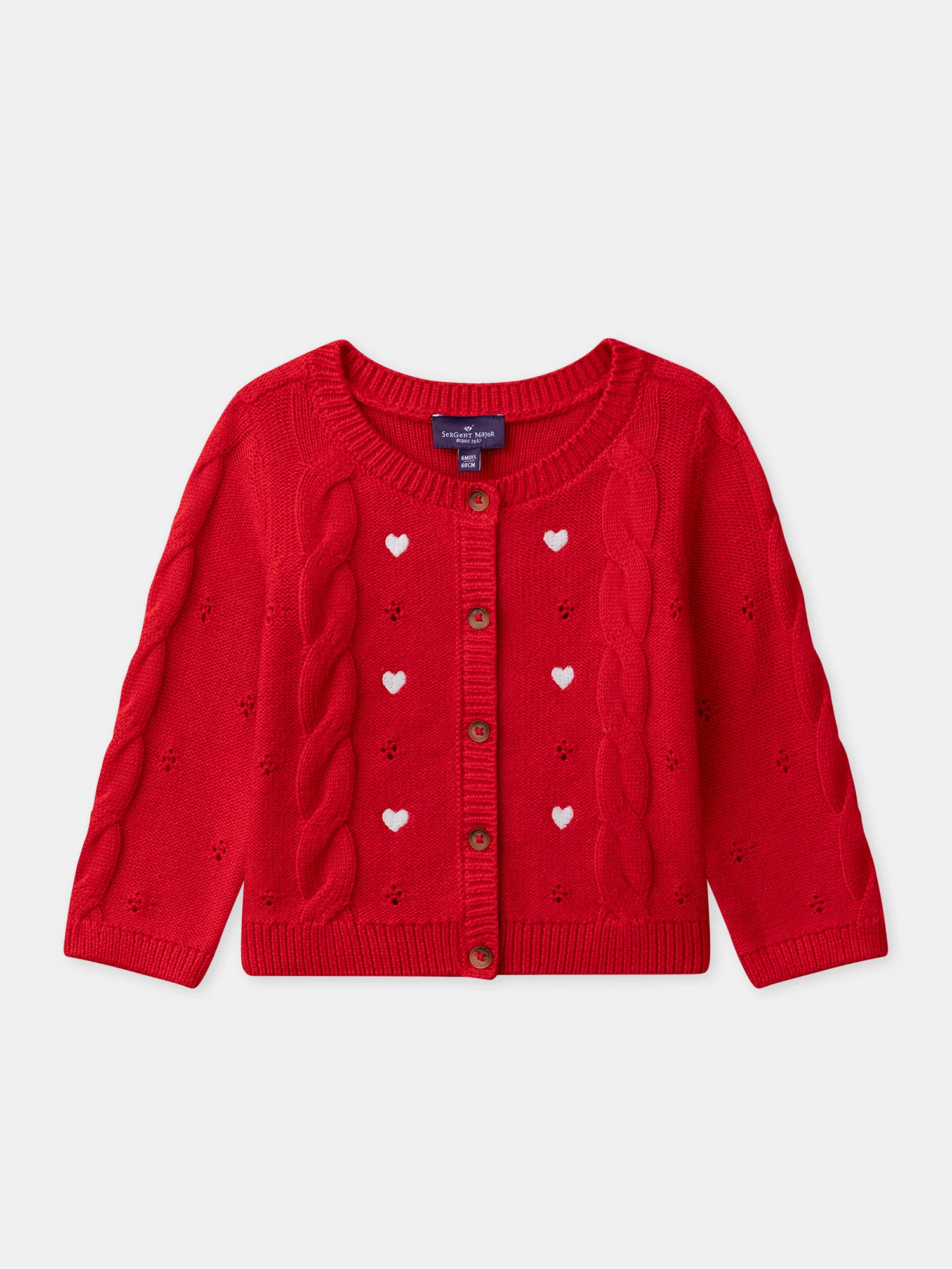 Cardigan rouge à broderies cœurs Bébé Fille