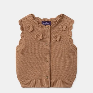Cardigan marron sans manches Bébé Fille