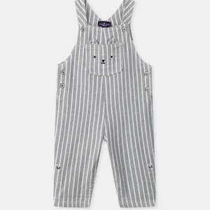 Salopette à rayures grises retroussable Bébé Garçon