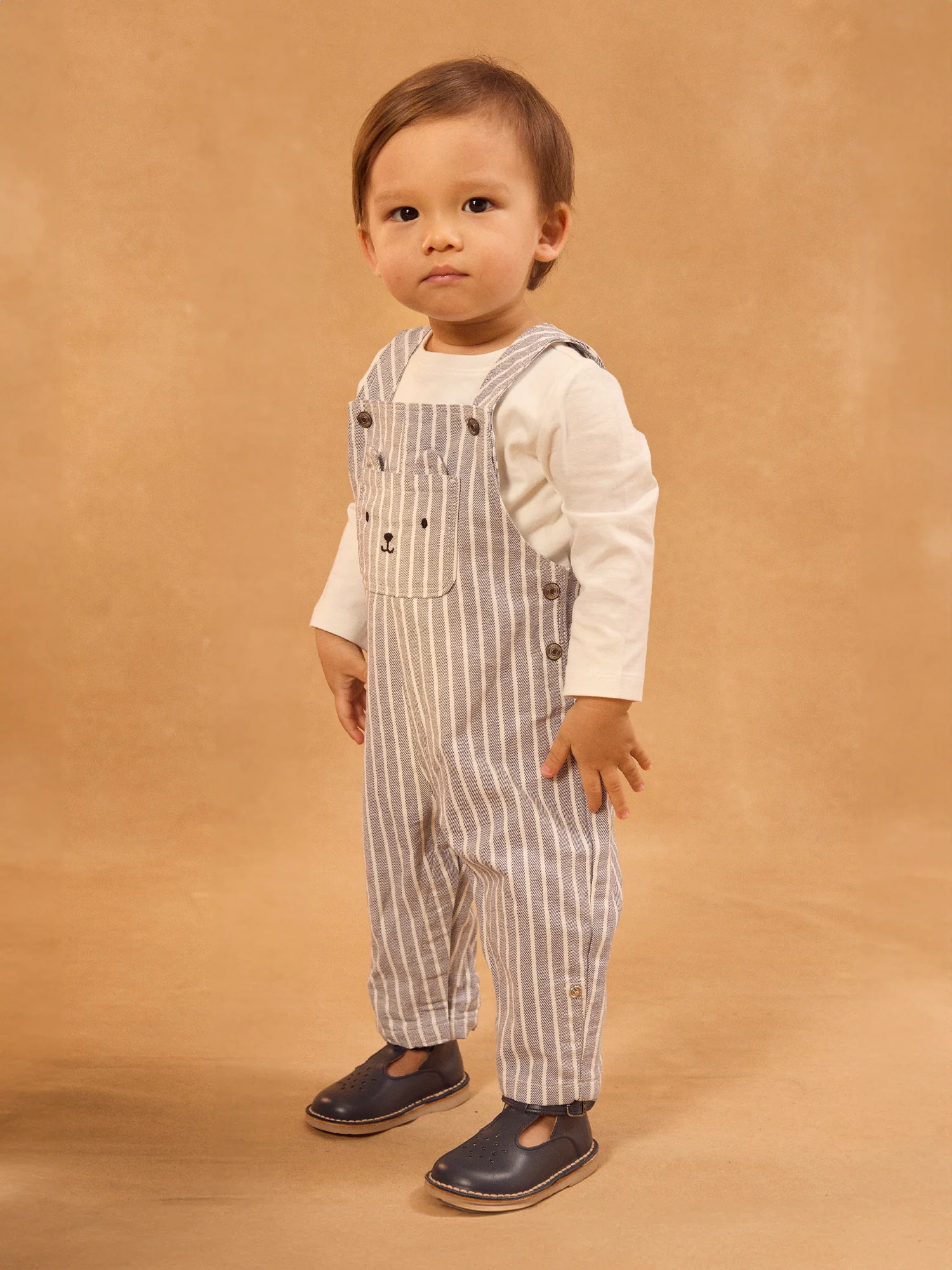 Salopette à rayures grises retroussable Bébé Garçon – Image 2
