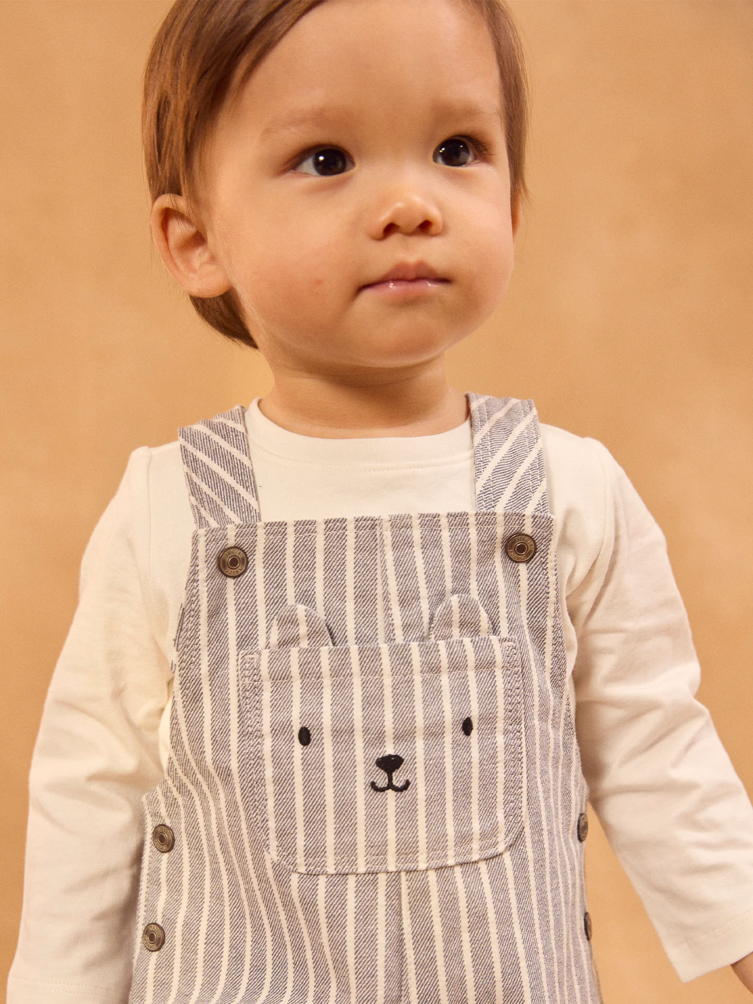 Salopette à rayures grises retroussable Bébé Garçon – Image 3