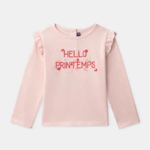 T-shirt rose à manches longues Fille