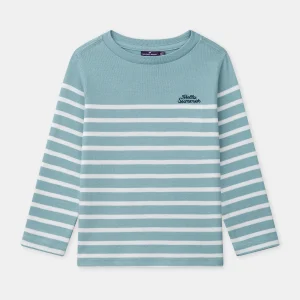 T-shirt bleu à rayures et manches longues Garçon