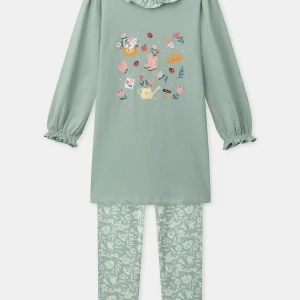 Chemise de nuit vert imprimé jardin Fille