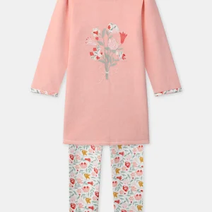 Chemise de nuit corail imprimé bouquet Fille