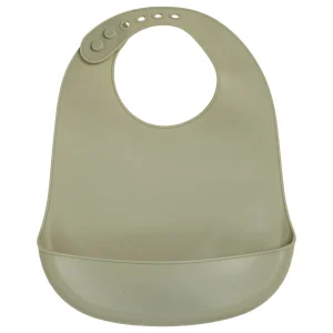 Bavoir bébé 21x30 cm - Bavoir silicone 6 mois - Kaki