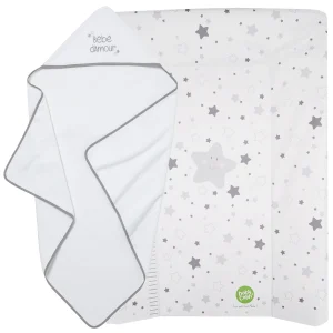 BB Kit - Hygiène Étoiles grises - Matelas à langer + Cape de bain