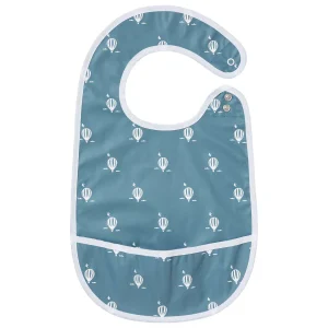 Bavoir bébé 6 mois Mongolfière en coton enduit - Bavoir à poche 24x39 cm
