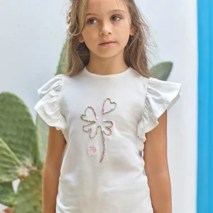 T-shirt - Ecru fleur imprimé tissu liberty