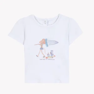 T-shirt - Blanc illustration souris la plage