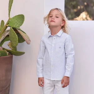 Chemise - Bleu nuage rayures écusson TC