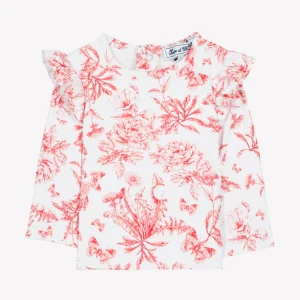T-shirt de bain - Rose imprimé inspiration Toile de Jouy