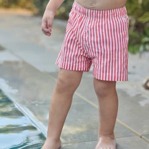 Short de bain - Rouge rayures