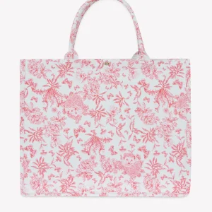 Grand cabas - Rose imprimé inspiration Toile de Jouy
