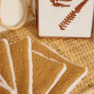 7 Lingettes lavables brodées camel