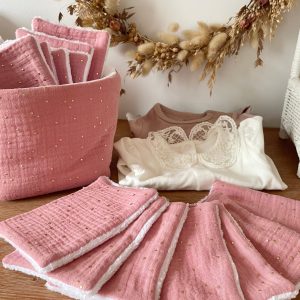 7 Lingettes bébé rose thé