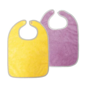 Lot de 2 bavoirs microfibre 6 mois - Jaune/Prune