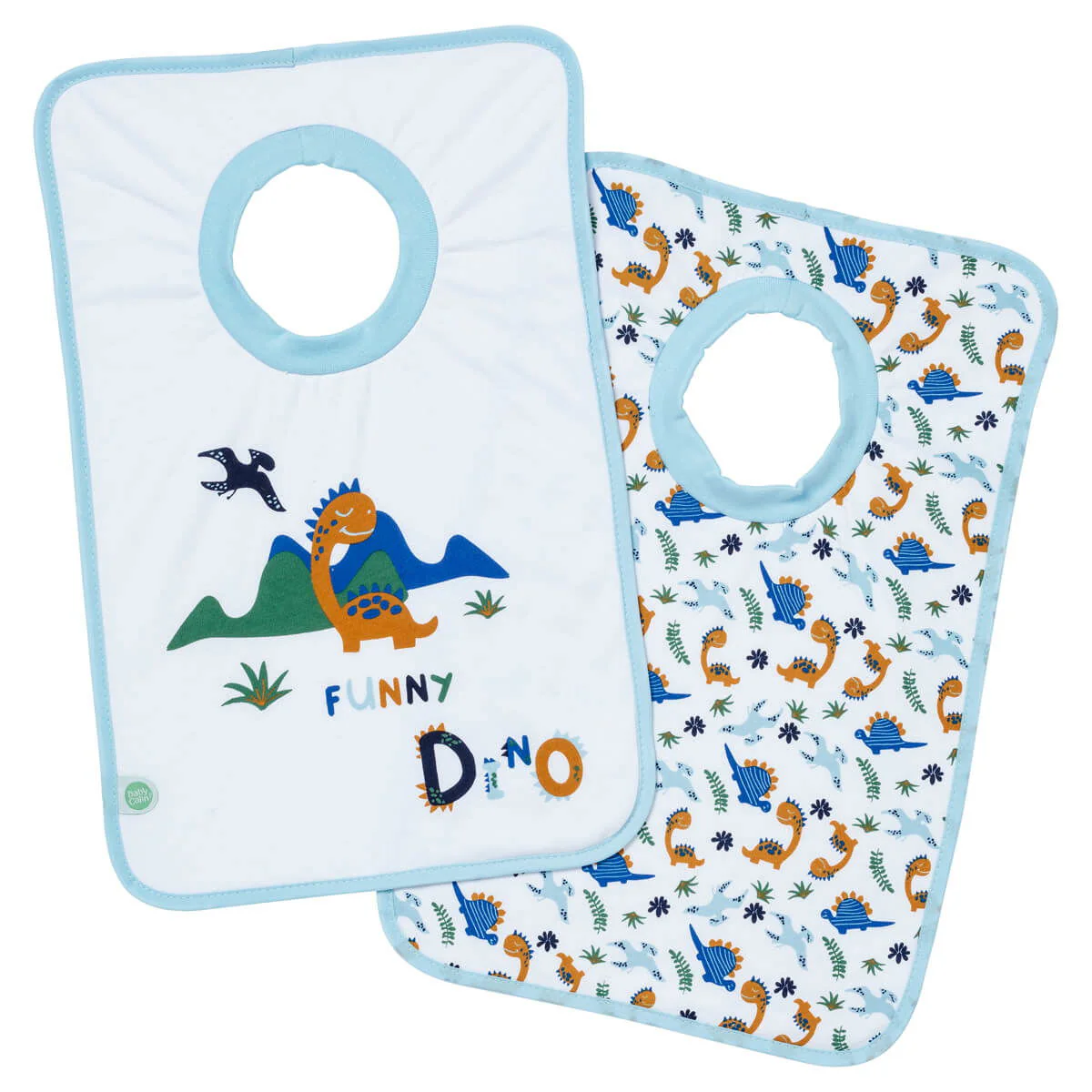 2 bavoirs élastiques 6 mois Funny Dino - Bavoirs bébé 38x25 cm