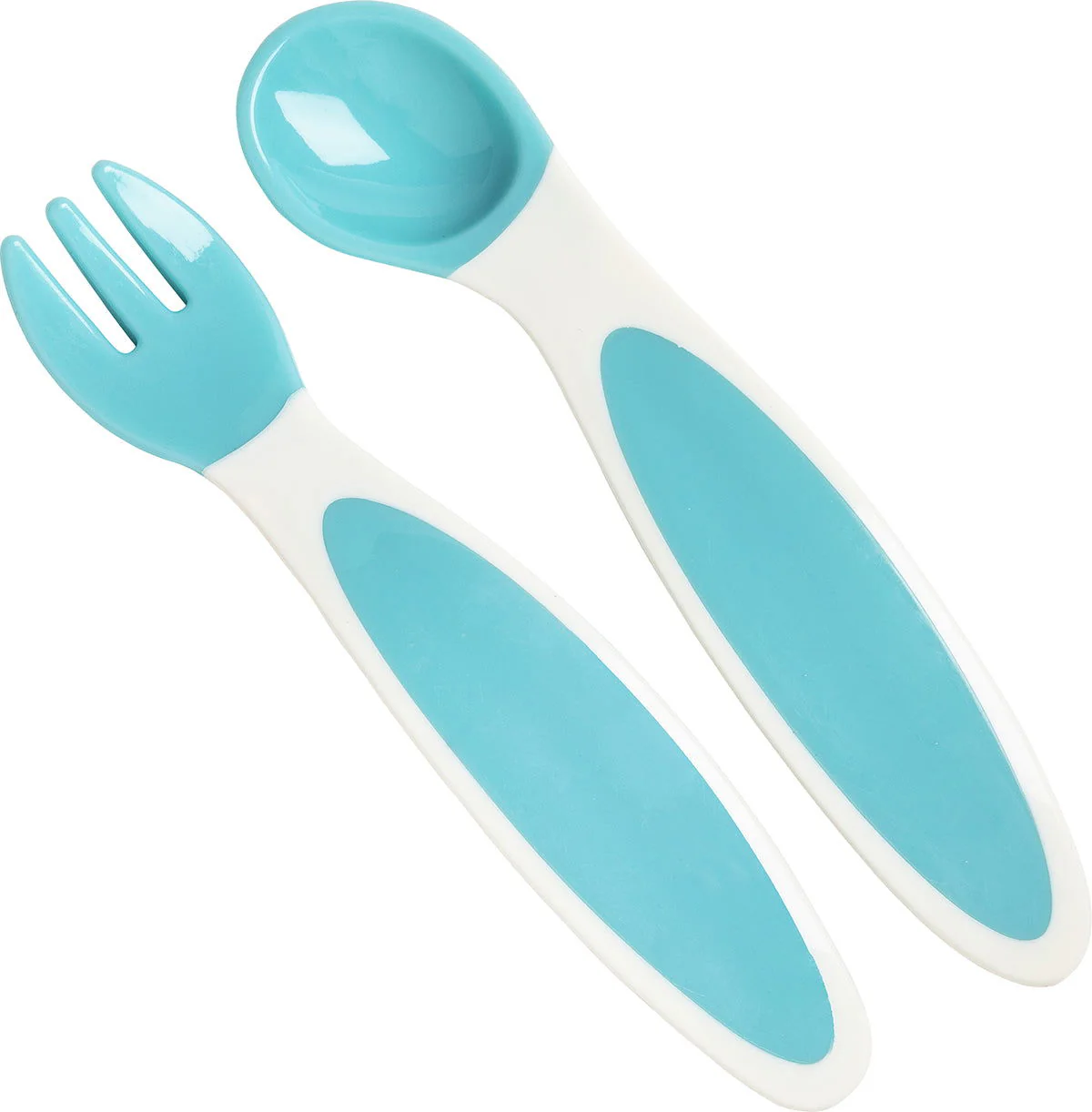 2 couverts bébé Bleu ergonomiques - Cuillère bébé et Fourchette bébé 4 mois