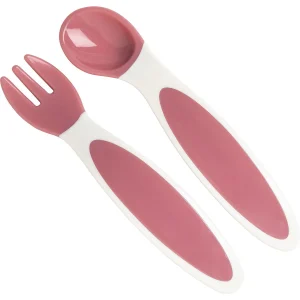 2 couverts bébé Rose ergonomiques - Cuillère bébé et Fourchette bébé 4 mois