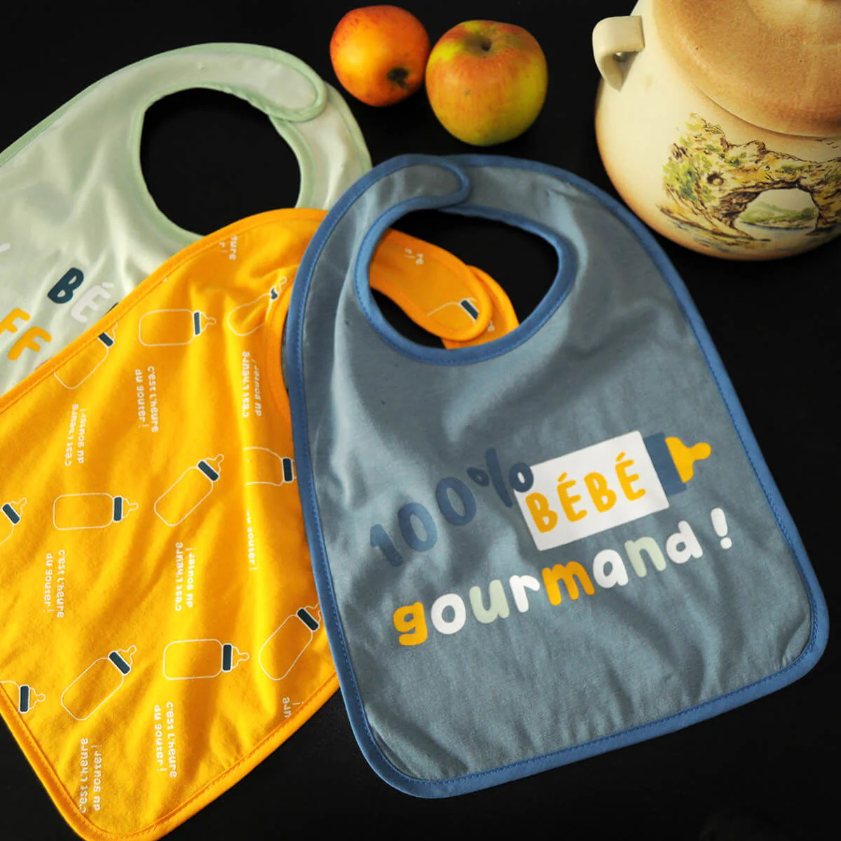 3 bavoirs bébé 6 mois Bébé gourmand - Bavoir à scratch 25x36 cm – Image 2