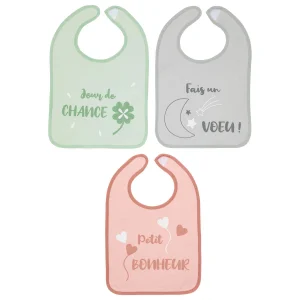 Lot de 3 bavoirs 6 mois 25x36 cm - Chance