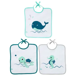 3 bavoirs bébé 6 mois Marin Bio - Bavoir à lacets 28x32 cm