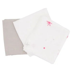 3 langes bébé Étoiles / Gris / Blanc - Lange en coton 70x70 cm