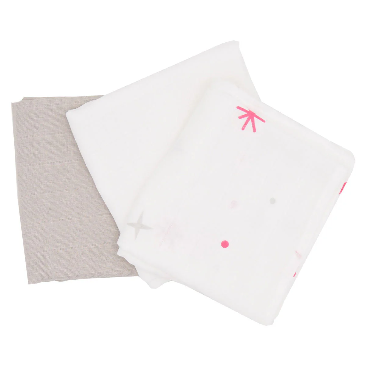 3 langes bébé Étoiles / Gris / Blanc - Lange en coton 70x70 cm