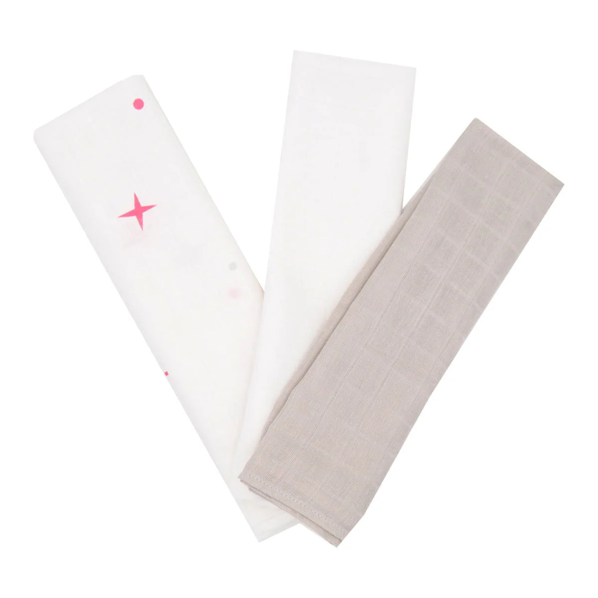 3 langes bébé Étoiles / Gris / Blanc - Lange en coton 70x70 cm – Image 2