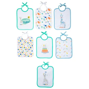 7 bavoirs naissance Anniversaire Sophie la Girafe - Bavoir jour de la semaine à lacets 20x25 cm