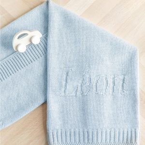 Plaid personnalisé - Laine bleu ciel