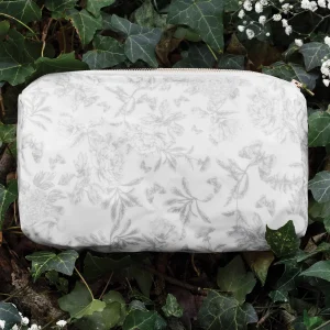 Trousse de toilette toile enduite - Imprimé inspiration Toile de Jouy gris