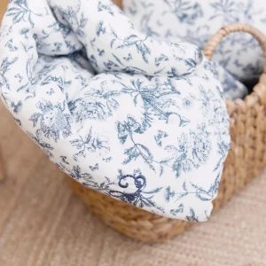 Plaid réversible - Imprimé inspiration toile de jouy bleu