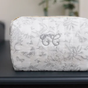 Trousse de toilette - Imprimé inspiration toile de jouy gris