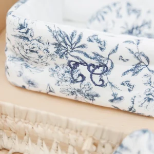 Panière - Imprimé inspiration toile de jouy bleu