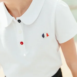 Polo - Blanc motif hérisson maille piquée