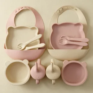 Set Assiette Bébé Ventouse + Couverts - Première Vaisselle 6-18 Mois