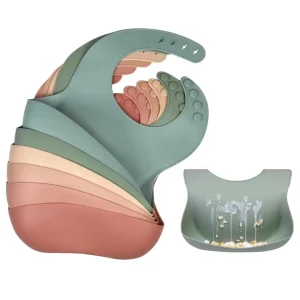 Bavoir Bébé en Silicone Souple – Imperméable, Réglable et Facile à Nettoyer