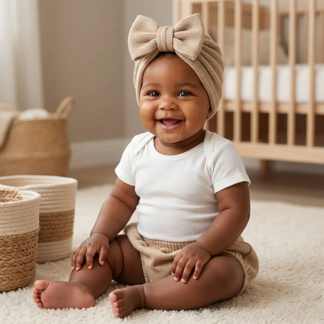 Turban Bébé avec Nœud – Élégance et Douceur pour les Premières Sorties – Image 2