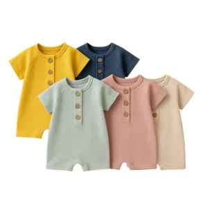 Body Bébé Unisexe en Coton Côtelé – Manches Courtes avec Boutons