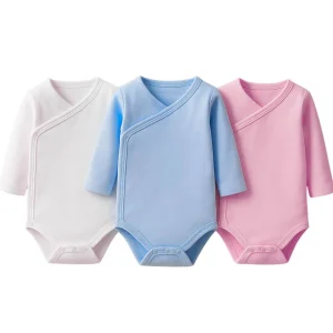 Body Bébé 100% Coton – Blanc, Bleu ou Rose – Taille 3 à 6 Mois