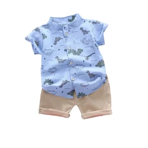Ensemble Été Garçon – Chemise Dinosaures + Short – 2 à 4 ans