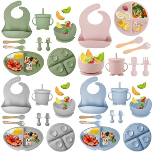 Kit Repas Silicone Bébé – Set Complet Antidérapant Sans BPA